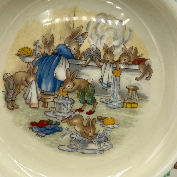 Royal Doulton BUNNYKINS Mid Century Child Warming Bowl Rabbit Easter Holiday - Picture 2 of 5